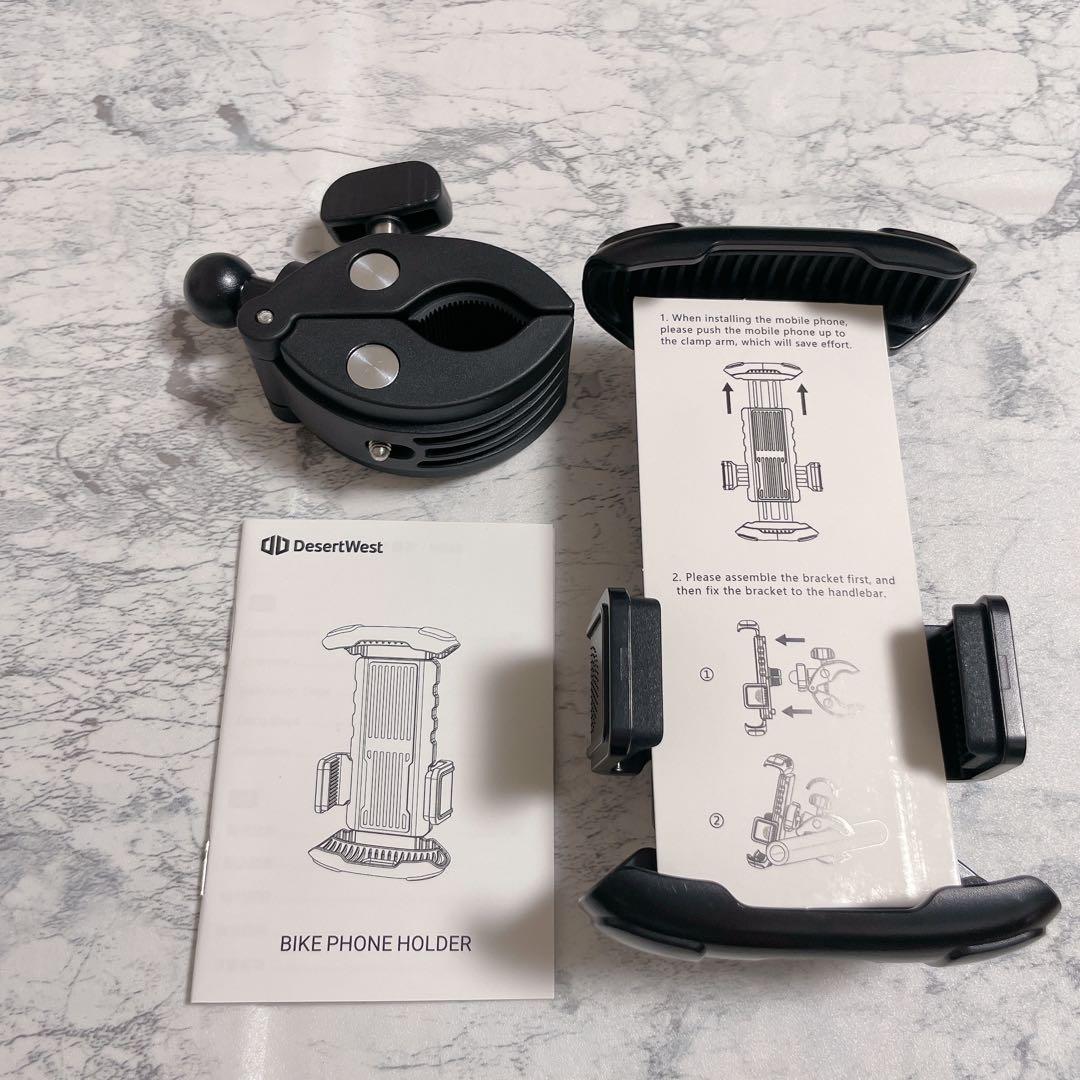 DesertWest バイク自転車 スマホホルダー 360度回転スマホスタンド