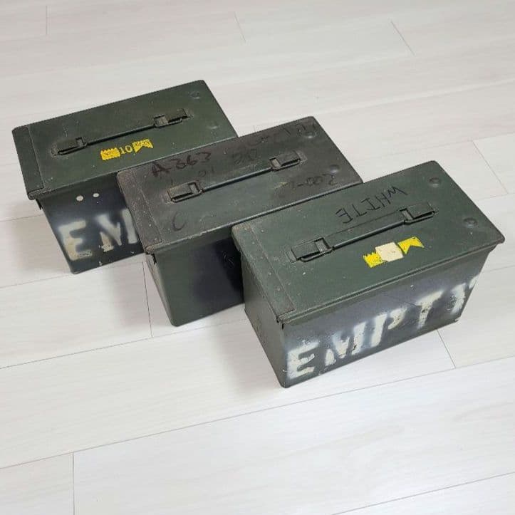 【20年モノ】アメリカ軍　アーモ缶　３個セット弾薬箱　米軍放出品　本物