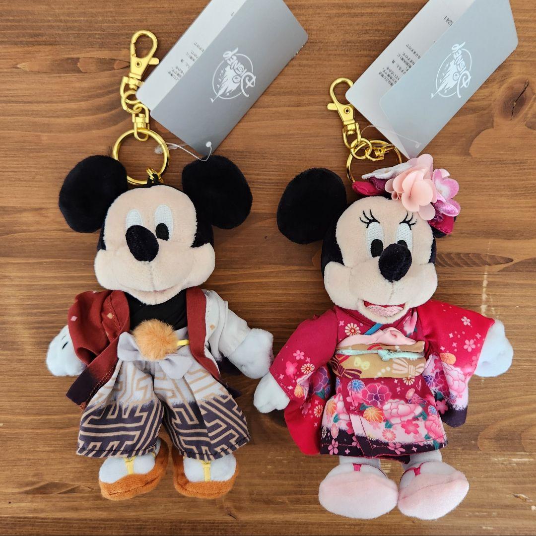 新品 ディズニーストア ミッキー ミニー 和服 着物 ぬいぐるみ マスコット
