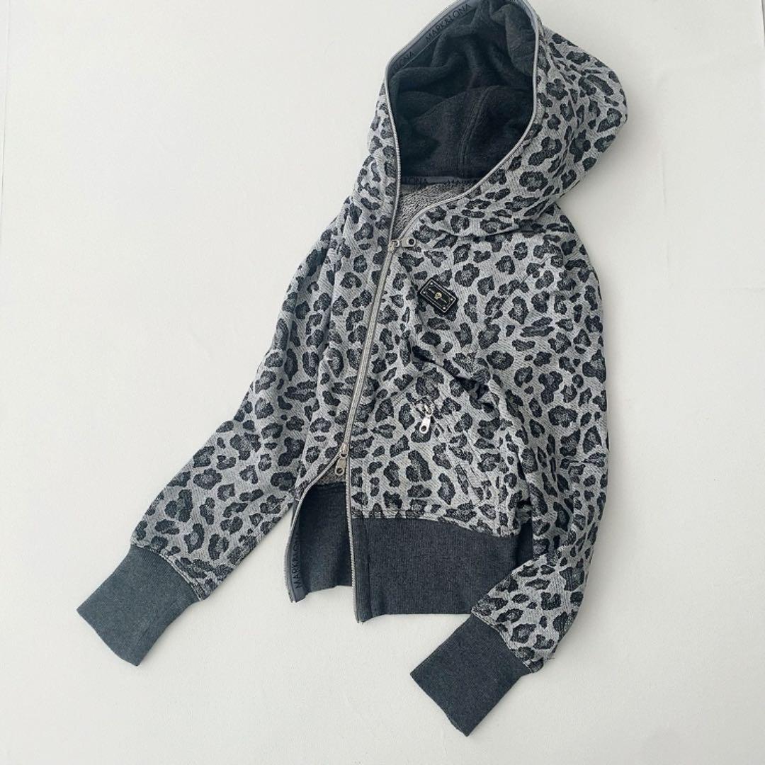 MARK&LONA woman's S ヒョウ柄パーカー グレー