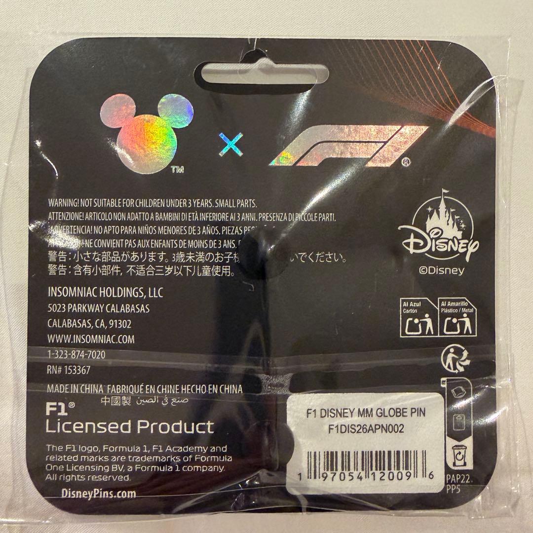 Disney x F1 ミッキー ピンバッジ MM GLOBE PIN