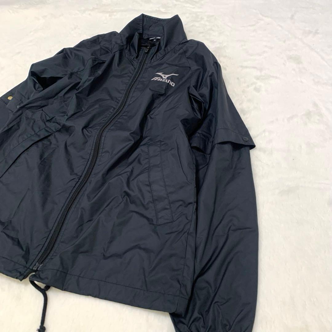 【長袖・半袖2Way仕様】MIZUNO ミズノ レインジャージ 黒 M