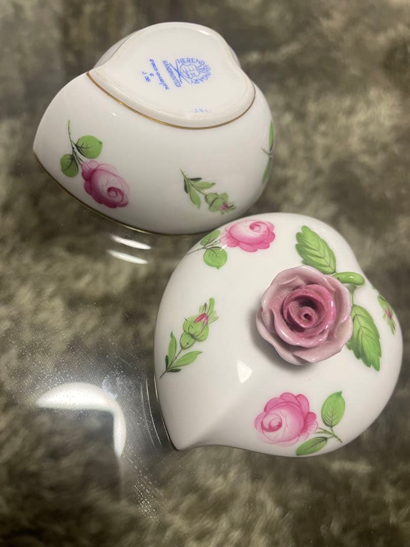 ヘレンド　薔薇バラ装飾小物入れ