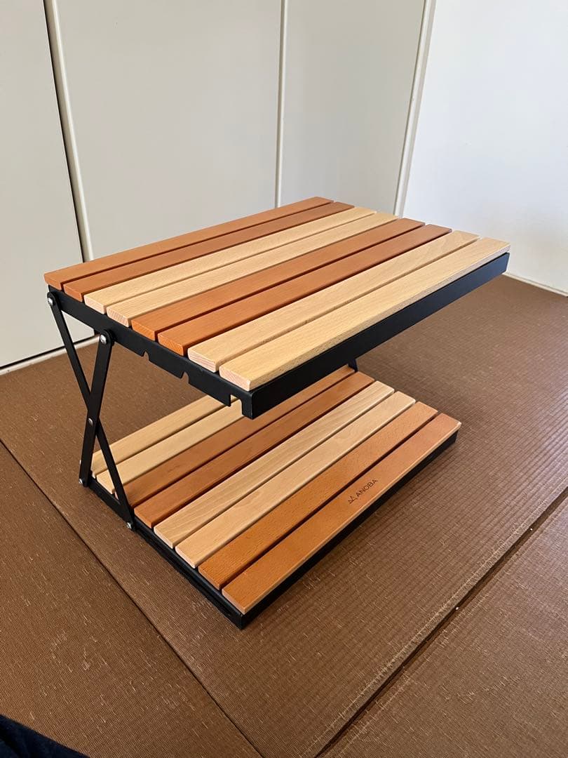 ANOBA アノバ　２トーンウッドラック２段 キャンプ ラック インテリア