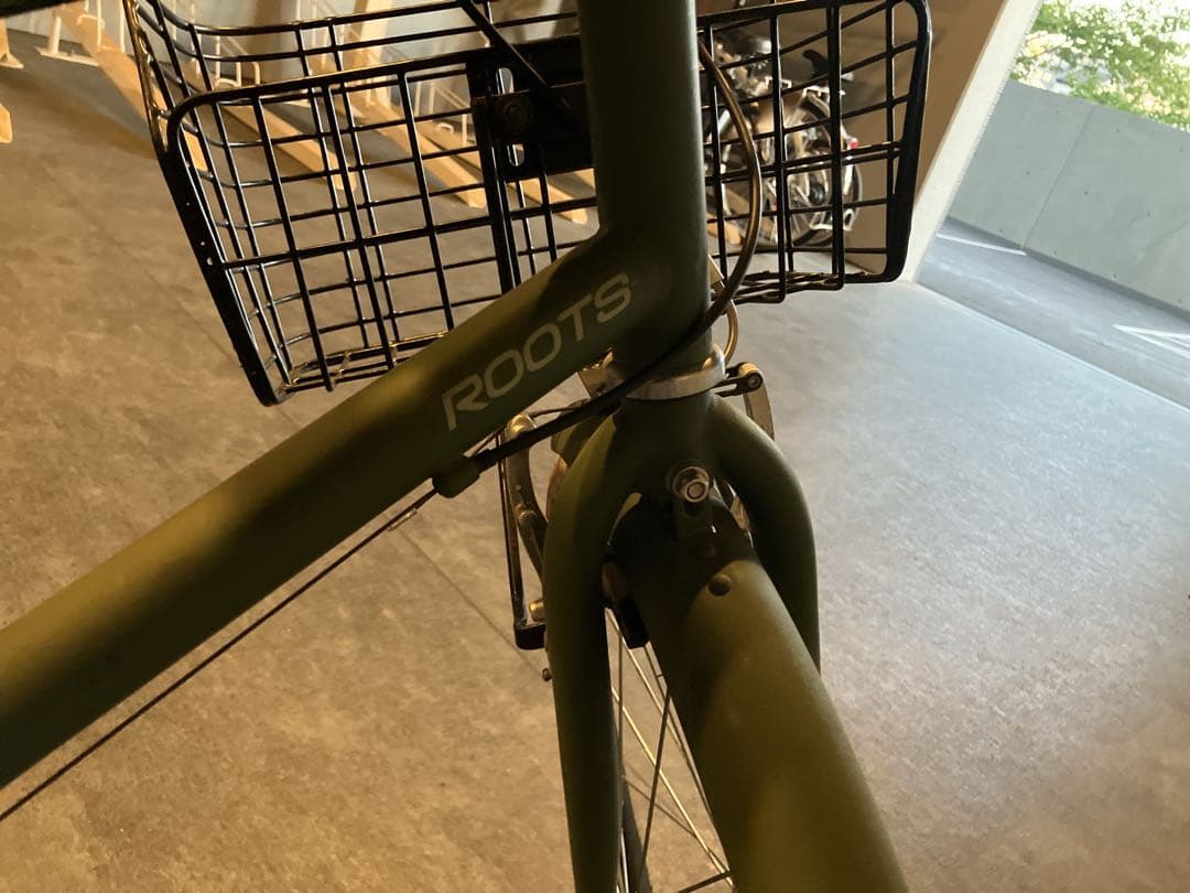 【東京都引き取り限定】マットグリーン 自転車 前面バスケット付き