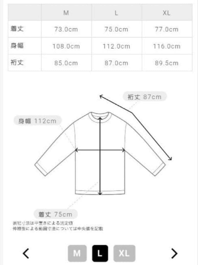 新品未使用　TFW49トレーニング 長袖シャツ Lサイズ