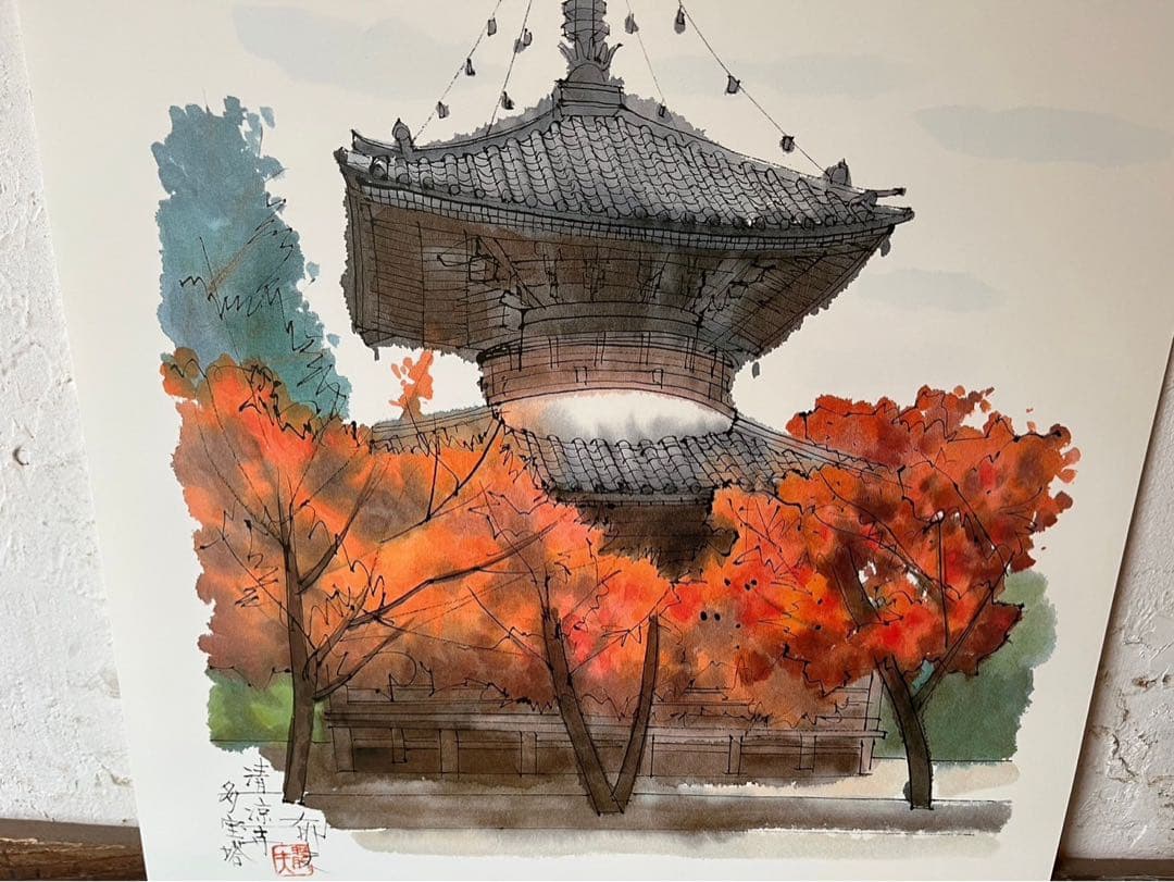 平山邦夫 素描画 平成洛中洛外図 寺 絵