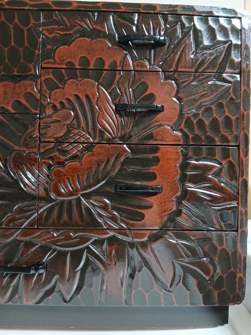 鎌倉彫　小物入れ4段(少し大きめ) 縦29×横40×高さ29.5cm