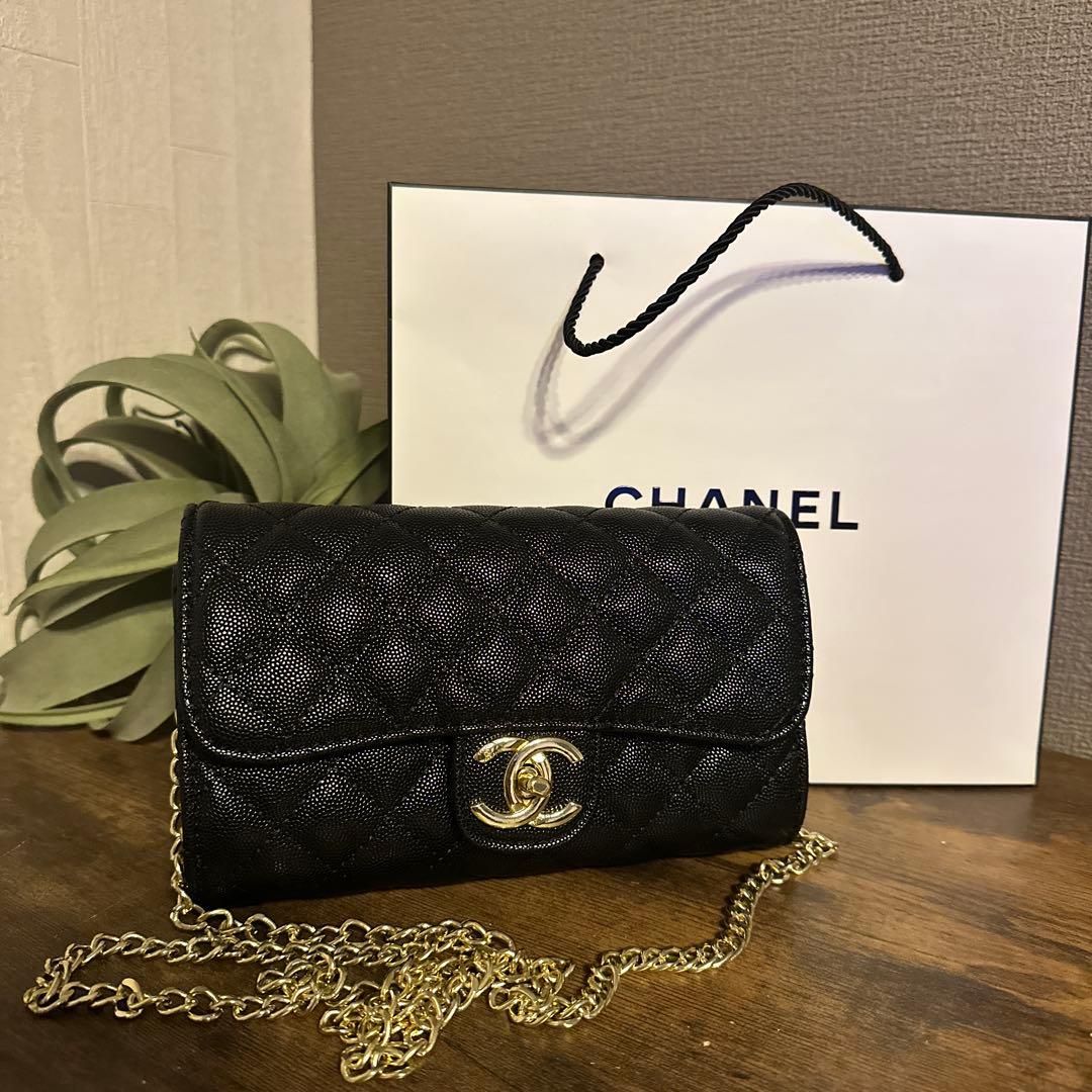 CHANEL チェーンウォレット ショルダー 黒 ノベルティ