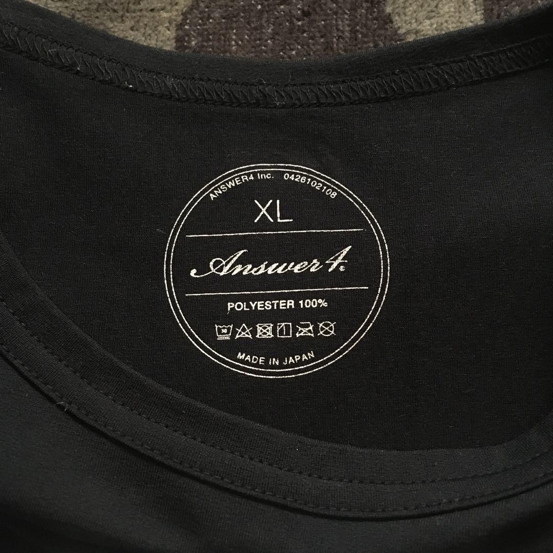 【XL】answer4 “ワレモノ注意”Tshirt ブラック ステッカー付き