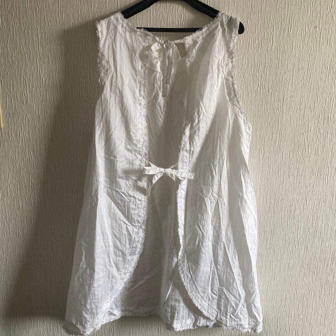 新品　Elize ホワイトエプロン ナイロン100%