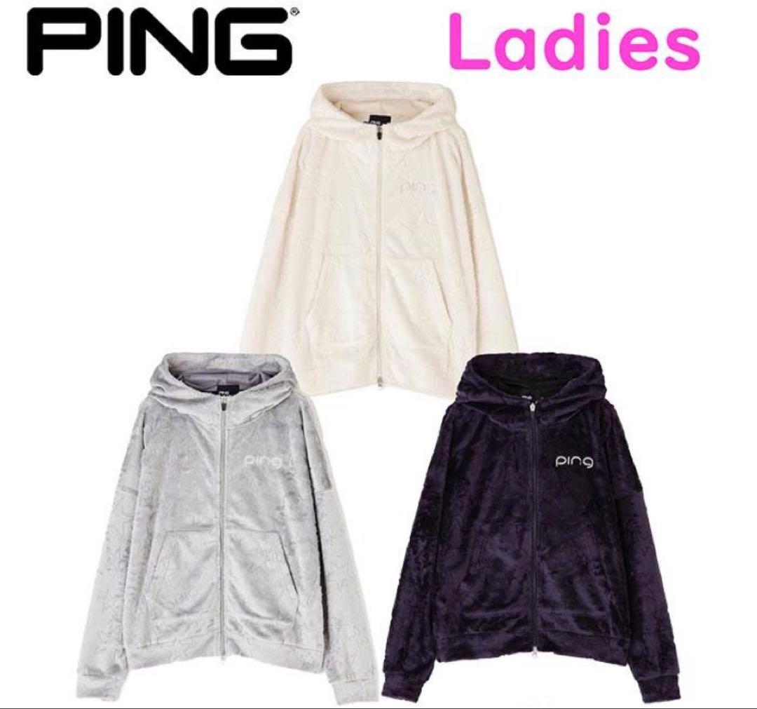 S ☆新品☆ PING ゴルフ ベロア フーディー ボア　ブルゾン グレー