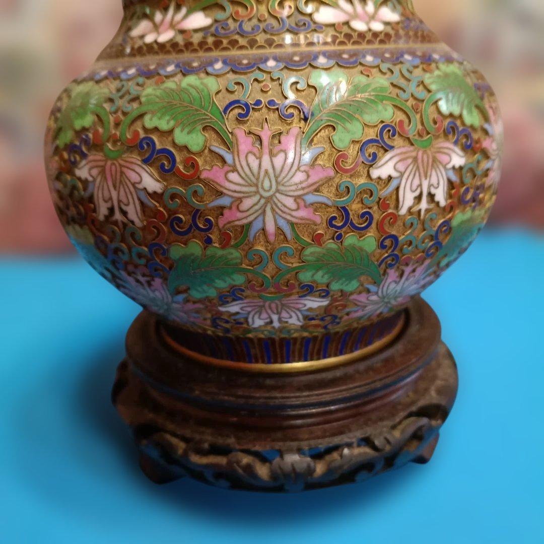 中国美術　七宝焼（景泰藍）金獅子香炉.沈香壺 昭和レトロアンティーク