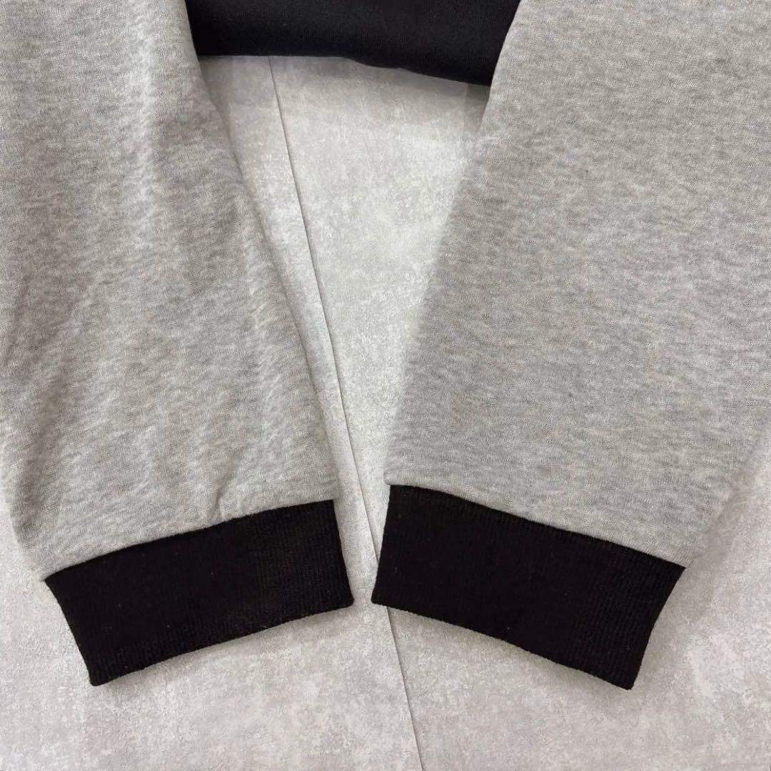 【大きいサイズ】3XL 裏起毛 ロゴ パーカー アウトドア 黒×グレー 釣り