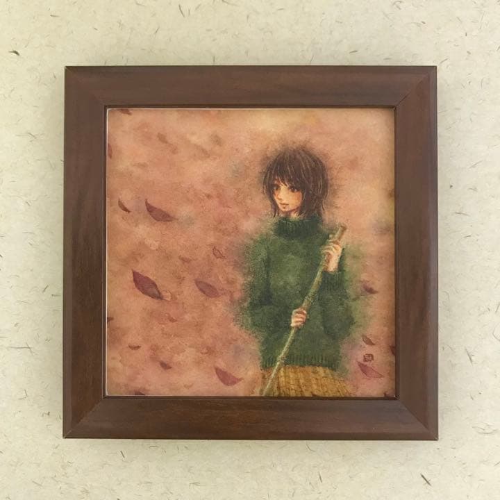 『落ち葉』（手描きイラスト・オリジナル・絵画・水彩画・人物画・原画）