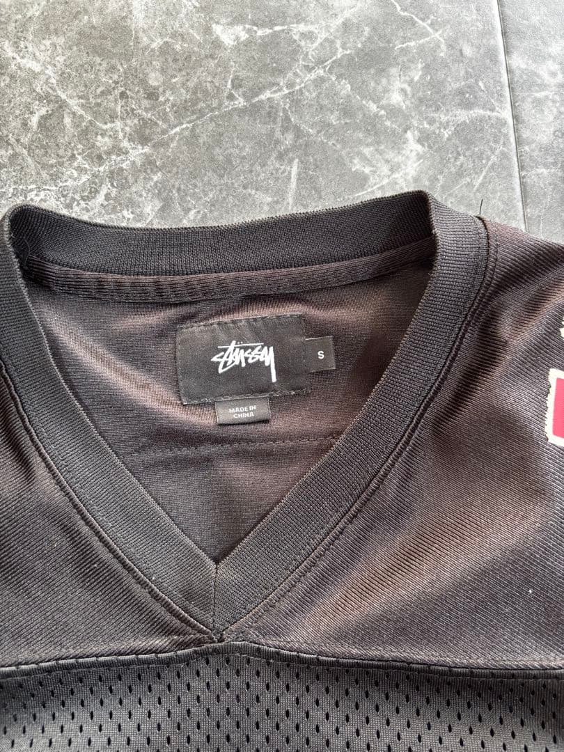 STUSSY ゲームシャツ ブラック メッシュ ステューシー ストリート 古着