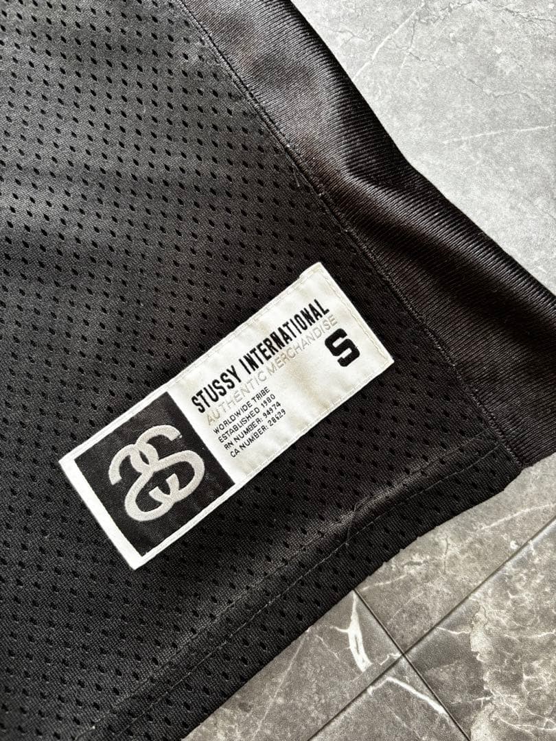 STUSSY ゲームシャツ ブラック メッシュ ステューシー ストリート 古着