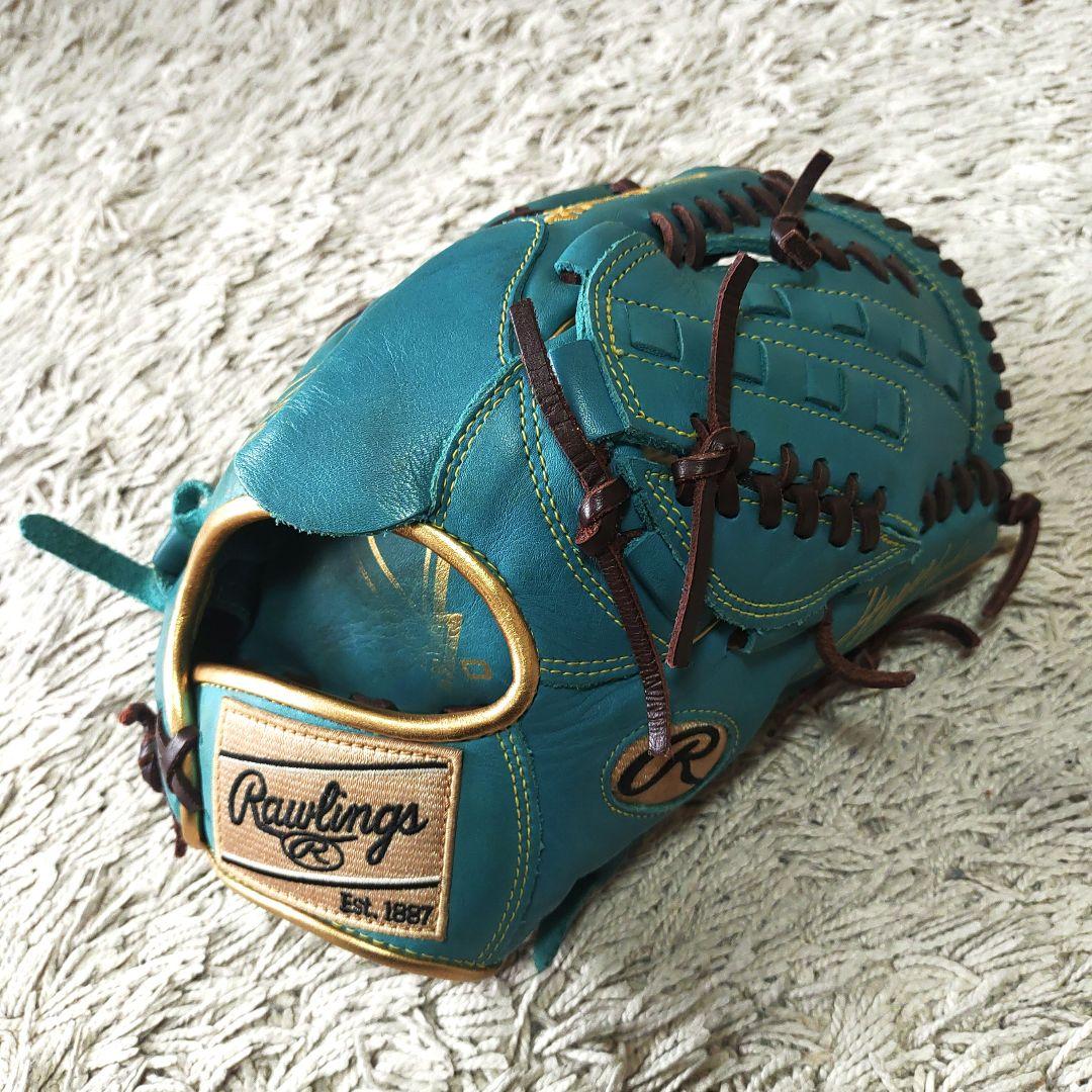 【良品・ターコイズ】Rawlings ローリングス 軟式野球　グローブ　投手用
