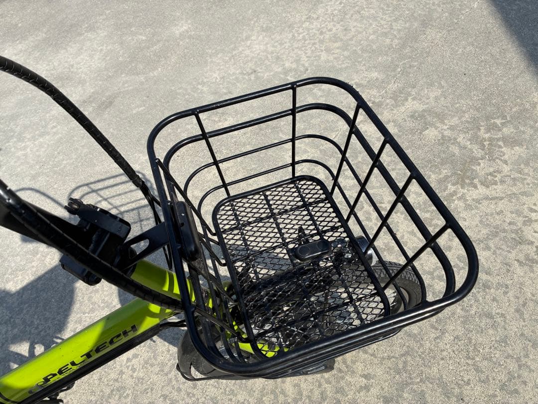 黄緑　電動自転車　折畳　名古屋近郊送料込　後ろバッグ付　ペルテックPELTECH