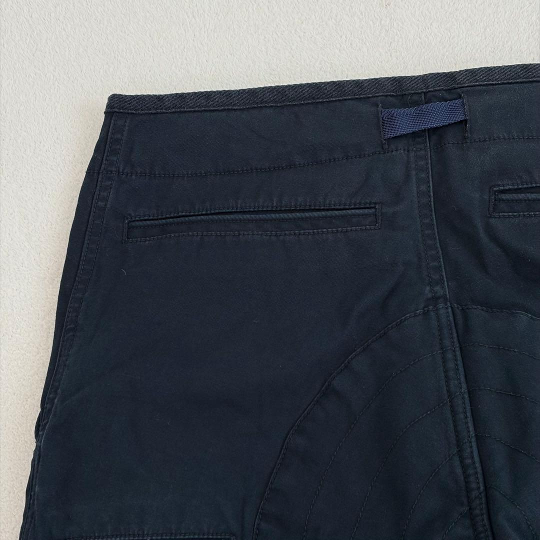 美品【narifuri】サルエル風 サイクル クロップドパンツ 紺 S ベルト付