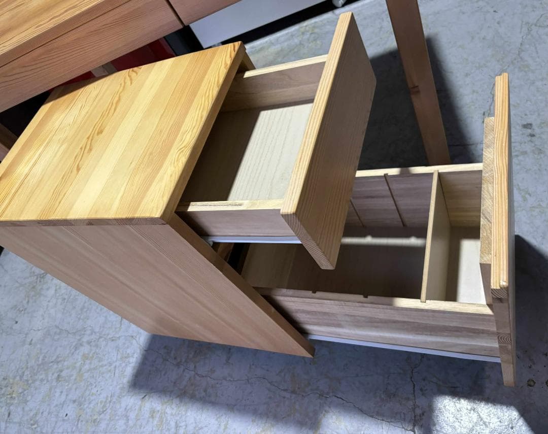 MUJI 無印良品 パイン材 デスク＆キャビネットセット、USED/キレイ