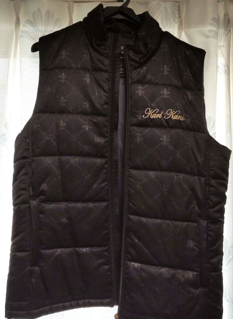 Karl Kani GOLF カールカナイゴルフ 総柄 中綿 ベスト メンズ 黒
