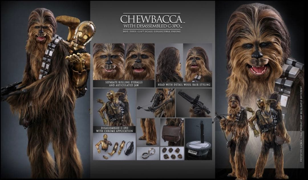 ホットトイズ　1/6スケールフィギュア　チューバッカ＆C-3PO（分解）