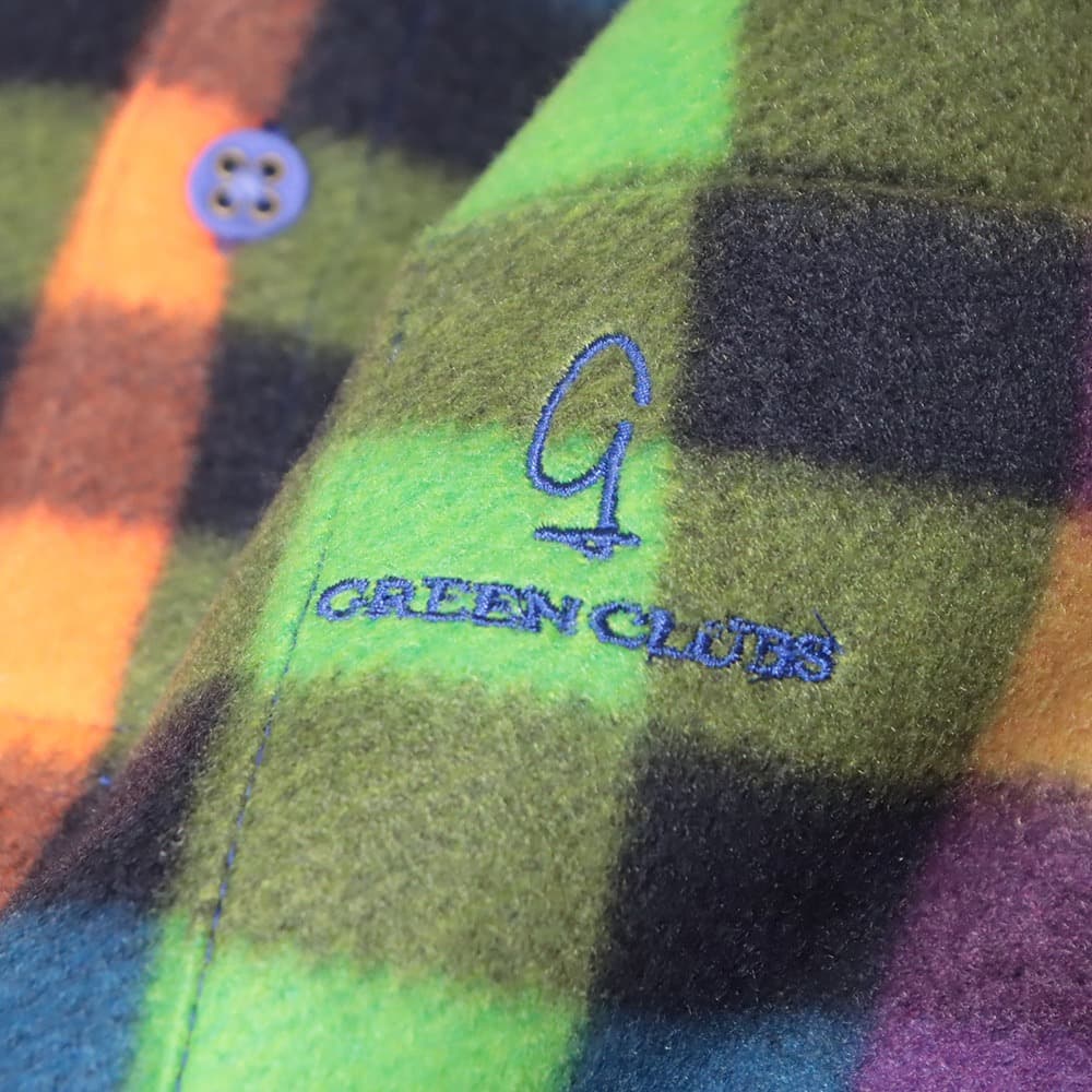 【新品・5(LL)】GREENCLUBS・フリース チェック 長袖ポロシャツ