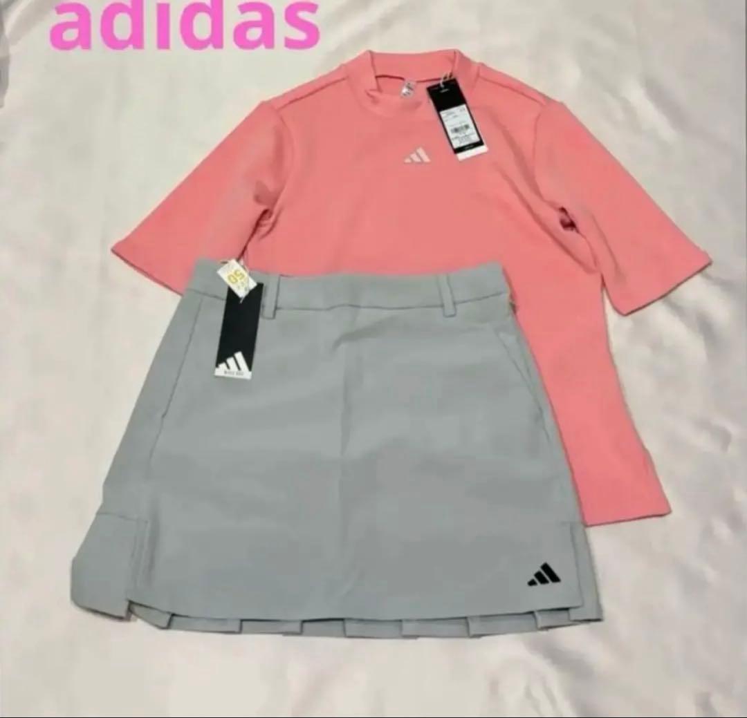 新品adidas ゴルフモックネック　WIND.DRYバックプリーツスカート