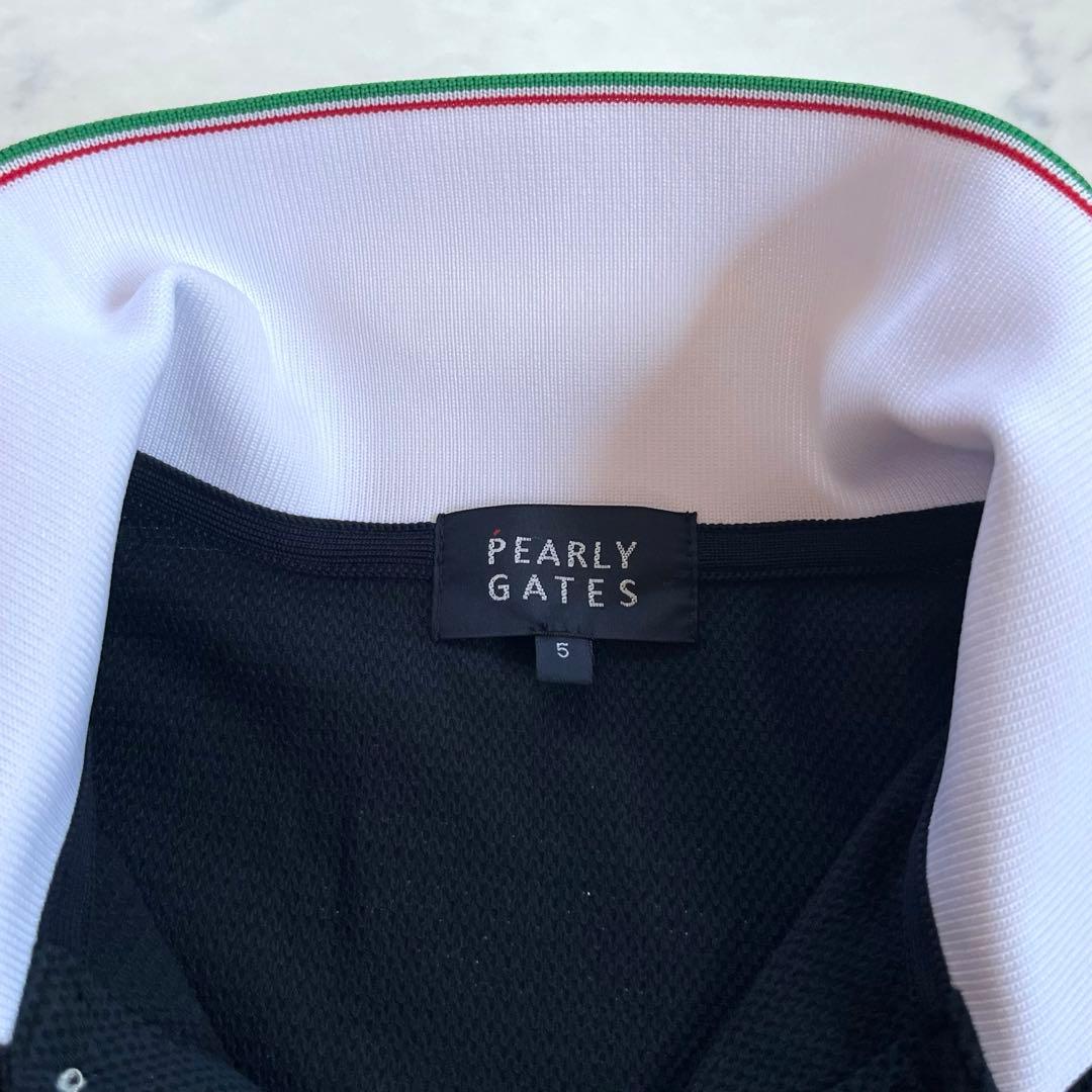 美品✨PEARLY GATES Peチェックサッカー半袖ポロシャツ ネイビー L