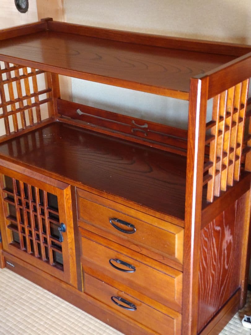 カリモク家具　飾り棚 茶箪笥 水屋箪笥 キャビネット 茶棚 　和風家具レトロ