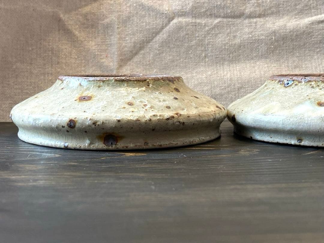 中村哲雄　薄灰　丸縁小鉢　2客　豆鉢　小皿　作家もの　器