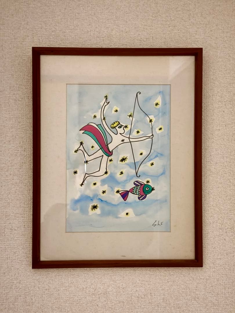 【原画】アンティークショップ購入 水彩画「Sho」星座シリーズ 2点