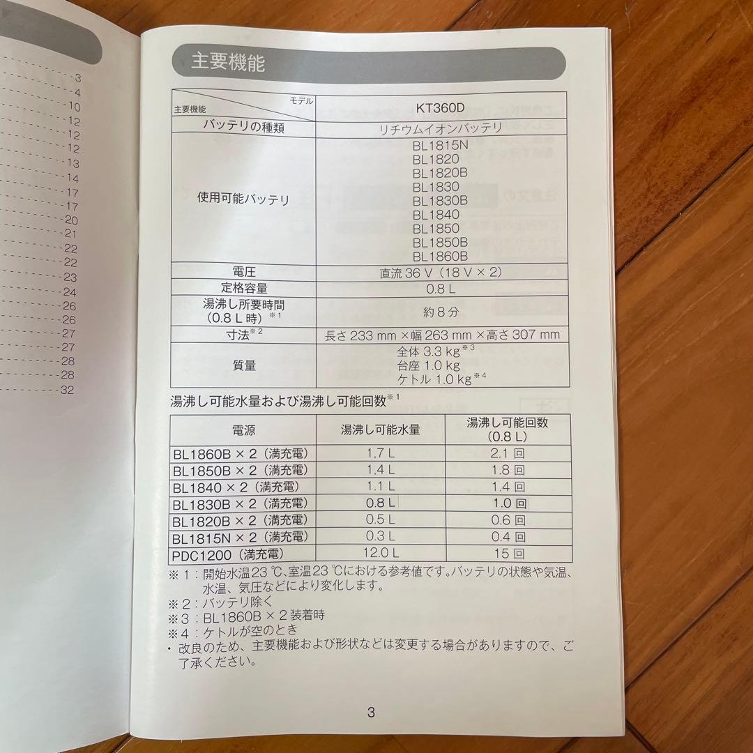 makita マキタ KT360DZW 充電式ケトル 0.8L