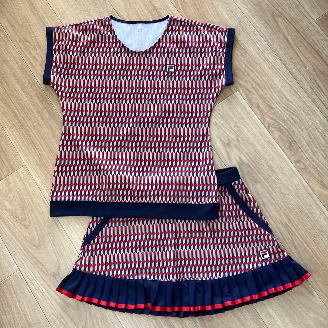 FILA テニスウェア セットアップ 赤・白・紺