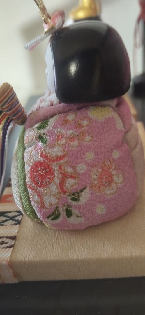 雛人形　コンパクト　 木目込み雛人形 親王飾り　 雛道具　 桜 の花びら ケース