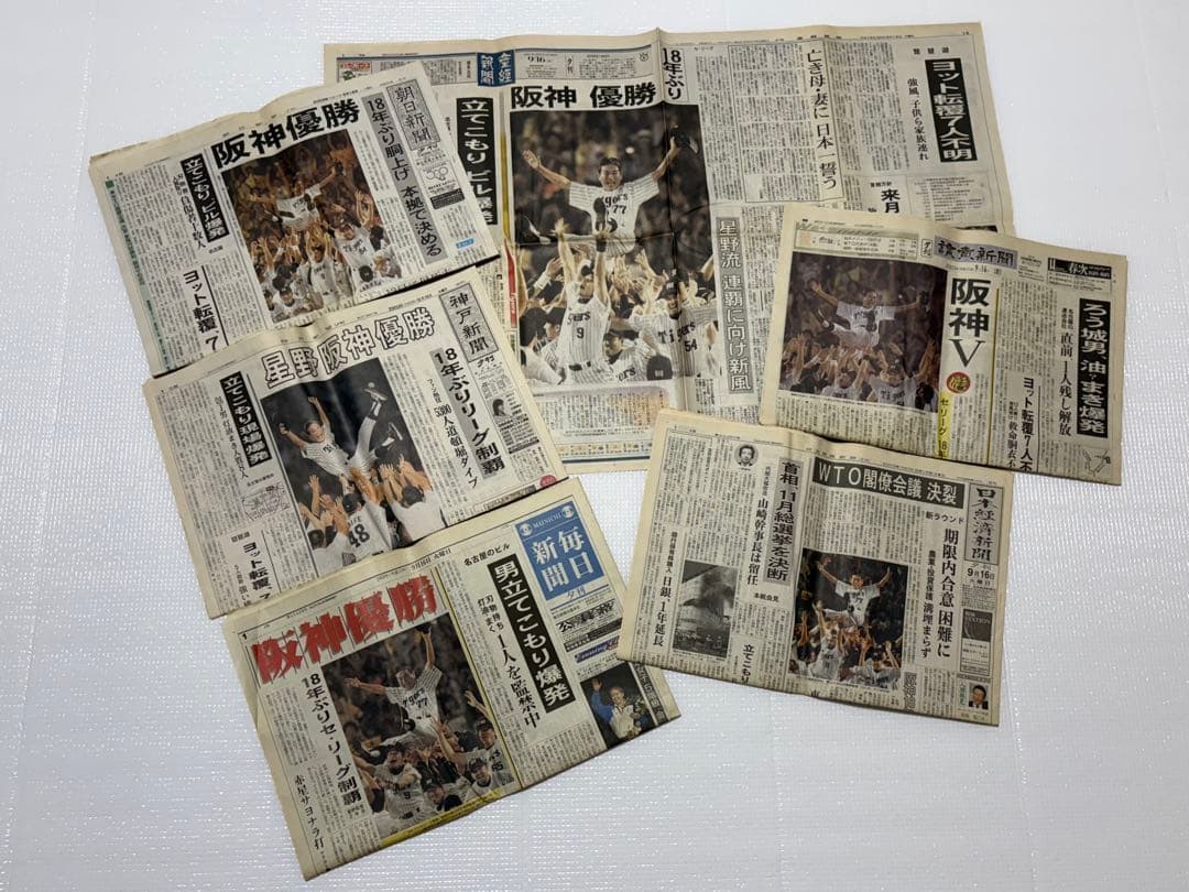 阪神タイガース 2003年 優勝記念新聞　スポーツ5紙2セット　一般紙6紙
