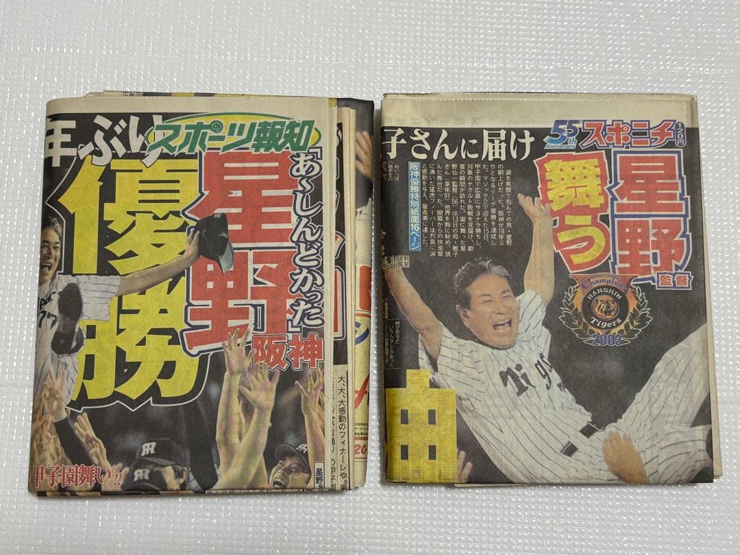 阪神タイガース 2003年 優勝記念新聞　スポーツ5紙2セット　一般紙6紙