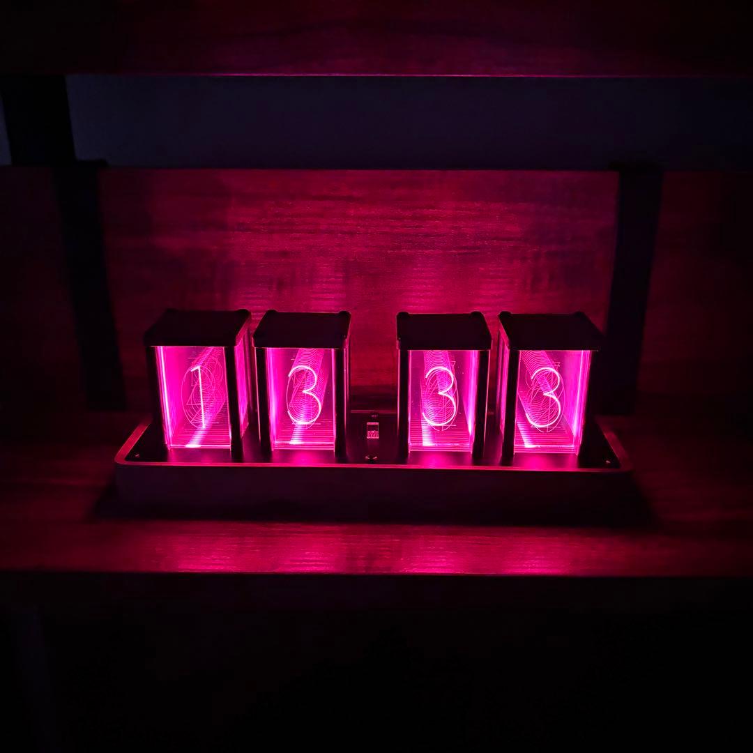 【新品未使用品 在庫1点のみ】ニキシー管風 LED時計 Wi-Fi同期可能