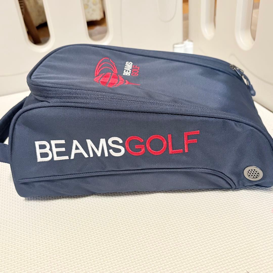 【美品】BEAMS GOLF/ビームスゴルフ　シューズケース　ネイビー　刺繍