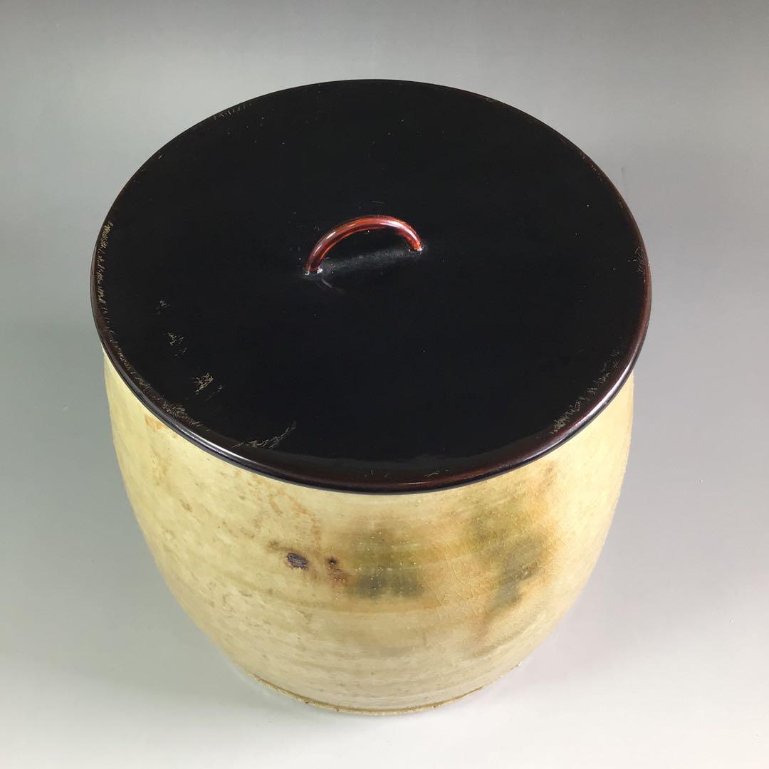 Ｐ９４９　水指　『西山窯　山口正文造』『黄瀬戸水指』　共箱　茶道具