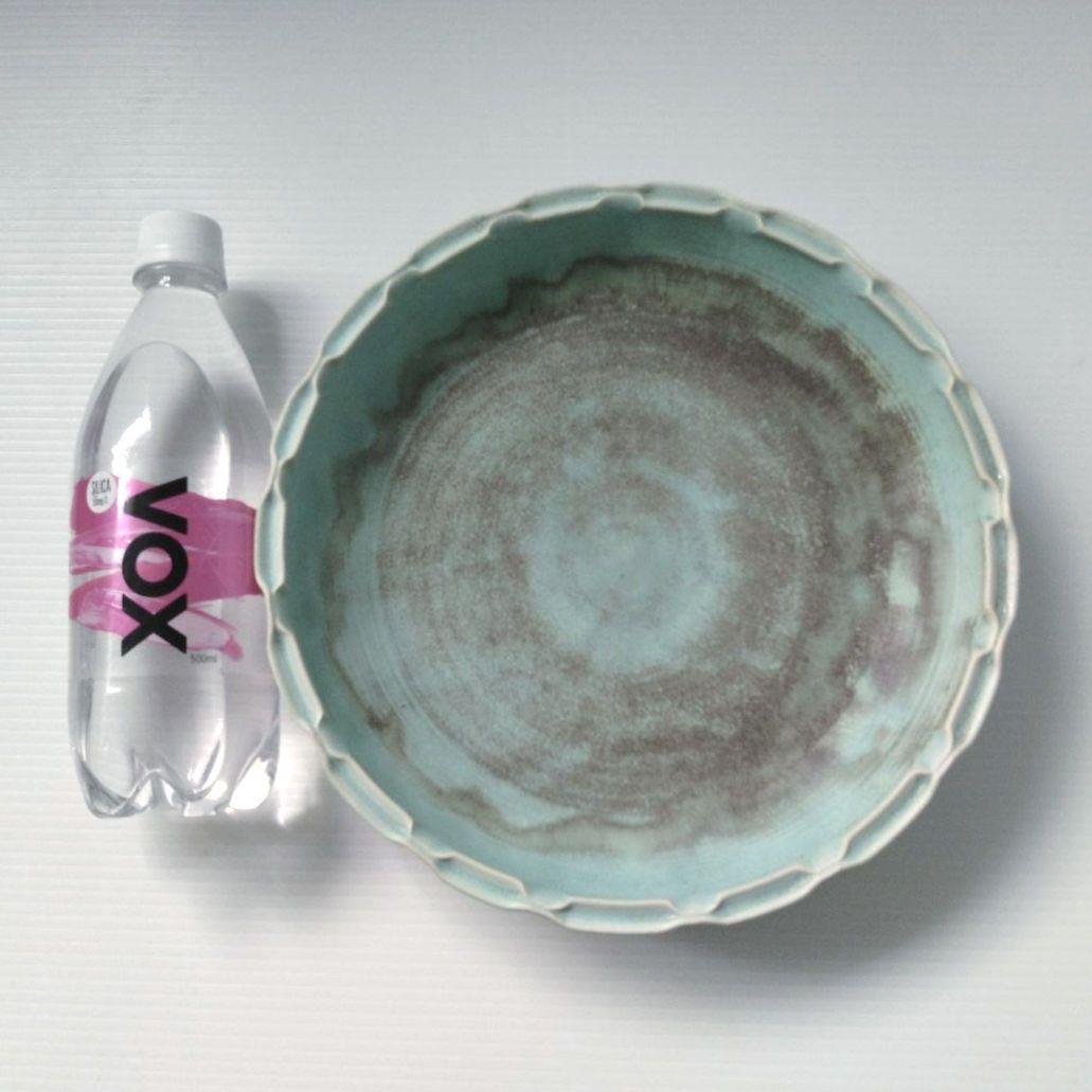 相馬駒焼 相馬焼 京月窯 十四代 近徳 近藤徳右衛門 大皿 陶器 陶芸 水色