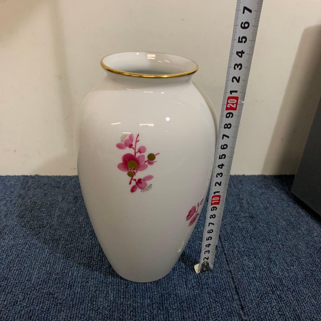 大倉陶園　梅　ピンク　ゴールド　花　花瓶