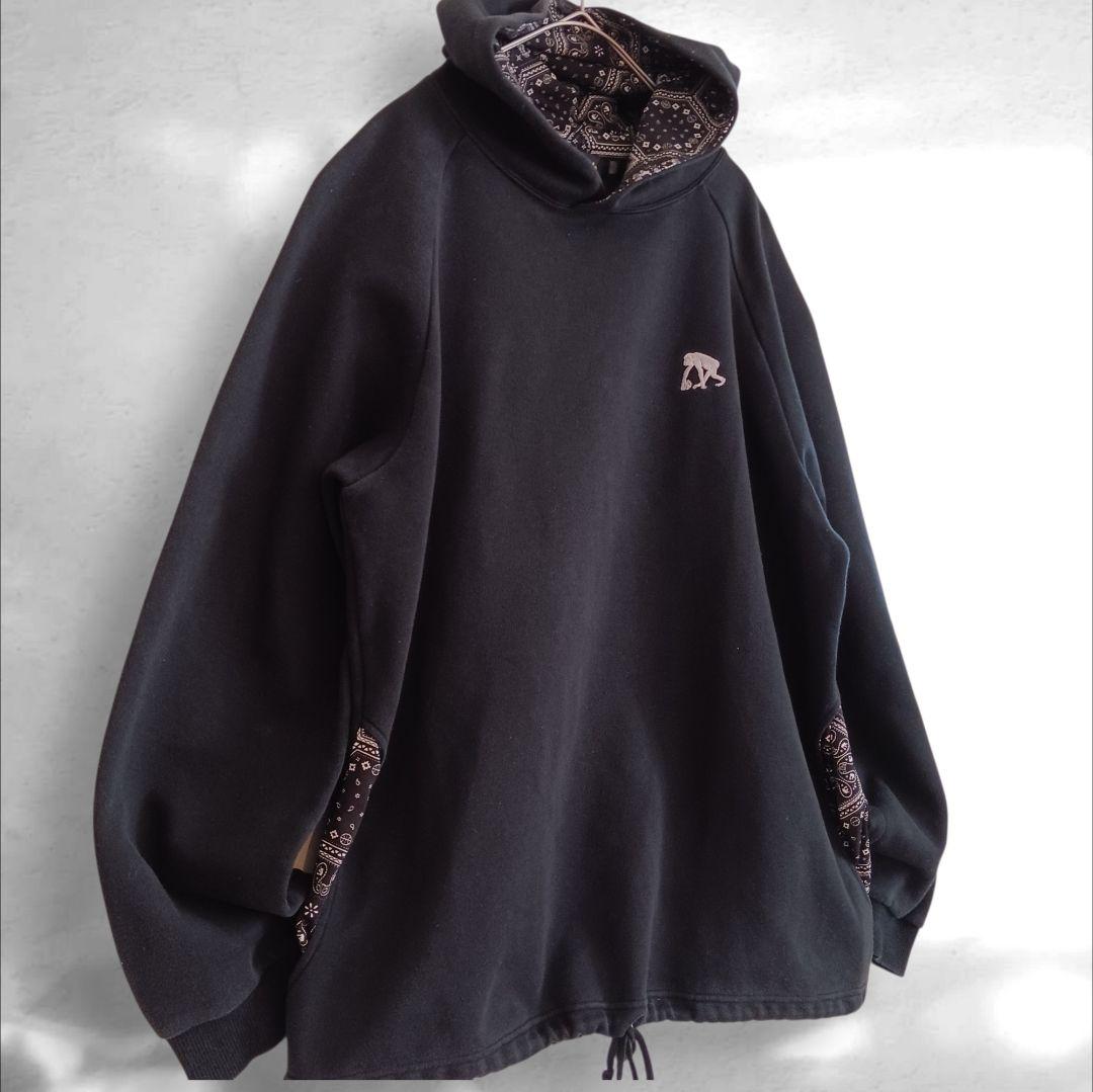 レア★EGOZARU ペイズリー パーカー 刺繍 黒 バンダナ XL 日本製