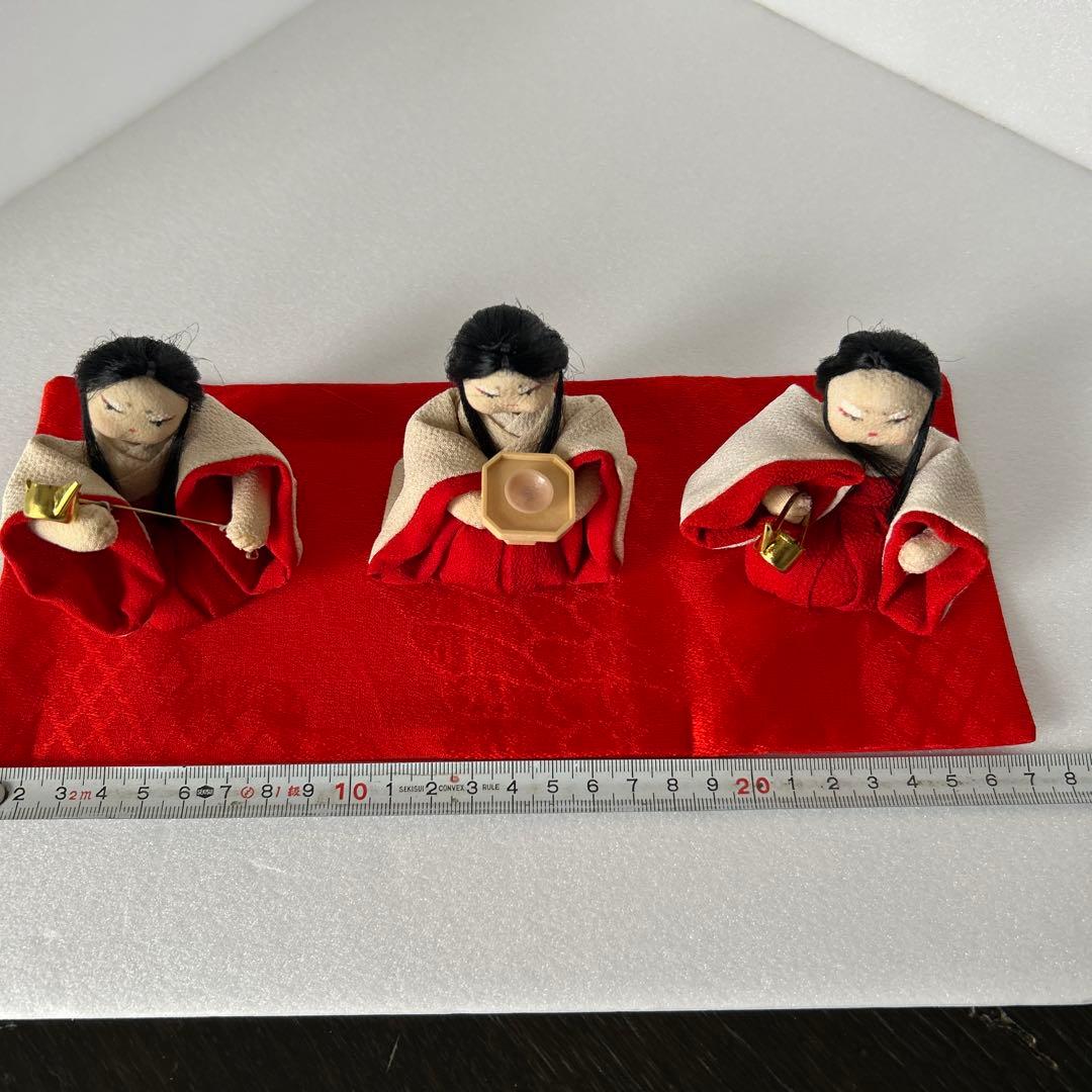 創作人形　粘土　三人官女　縮緬細工　ハンドメイド