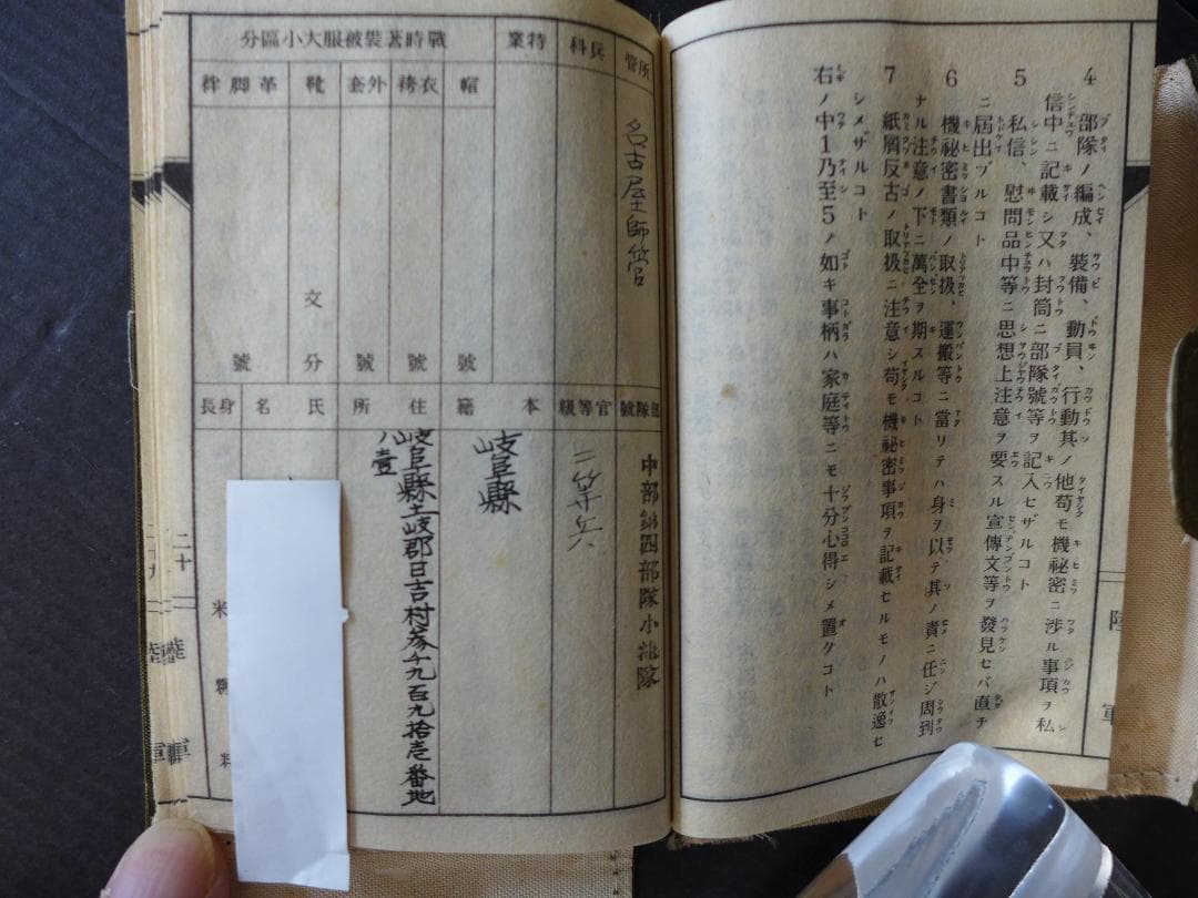時代物　戦前　大日本帝国陸軍　★軍隊手帳厚物と戦陣訓書　2点　軍人持物　レトロ