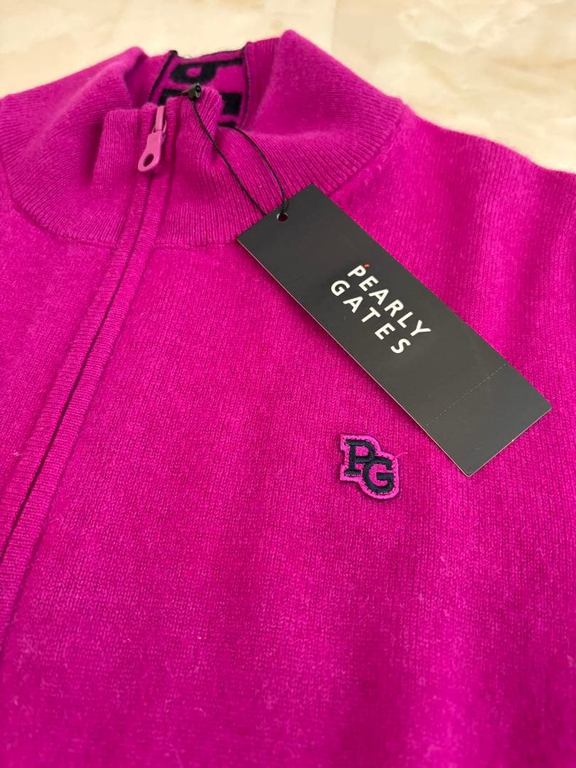 新品タグ付き PEARLY GATES カシミヤダブルジップアップセーター