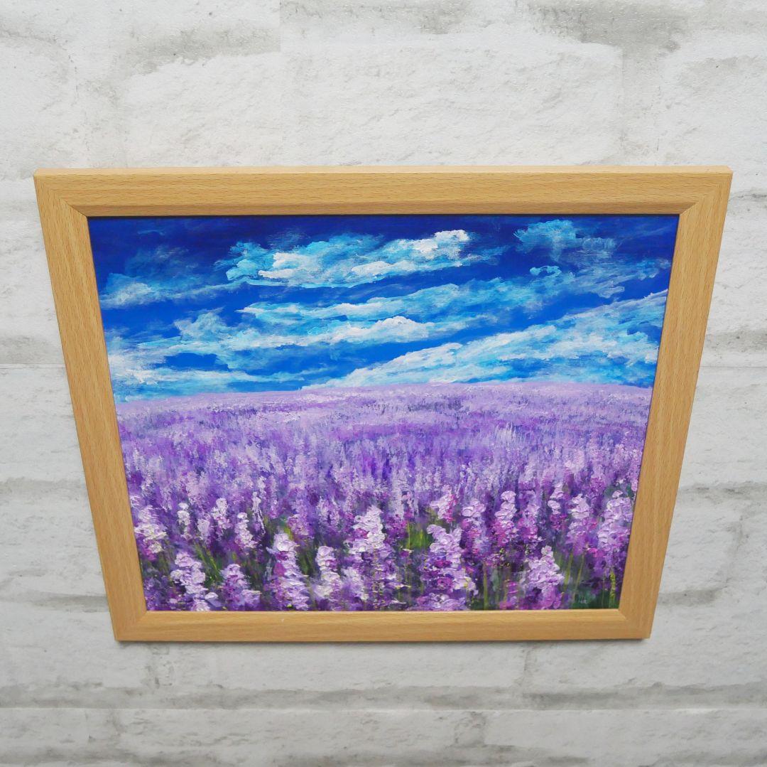 油絵 油彩 油彩画 絵 絵画【青空とラベンダー畑】