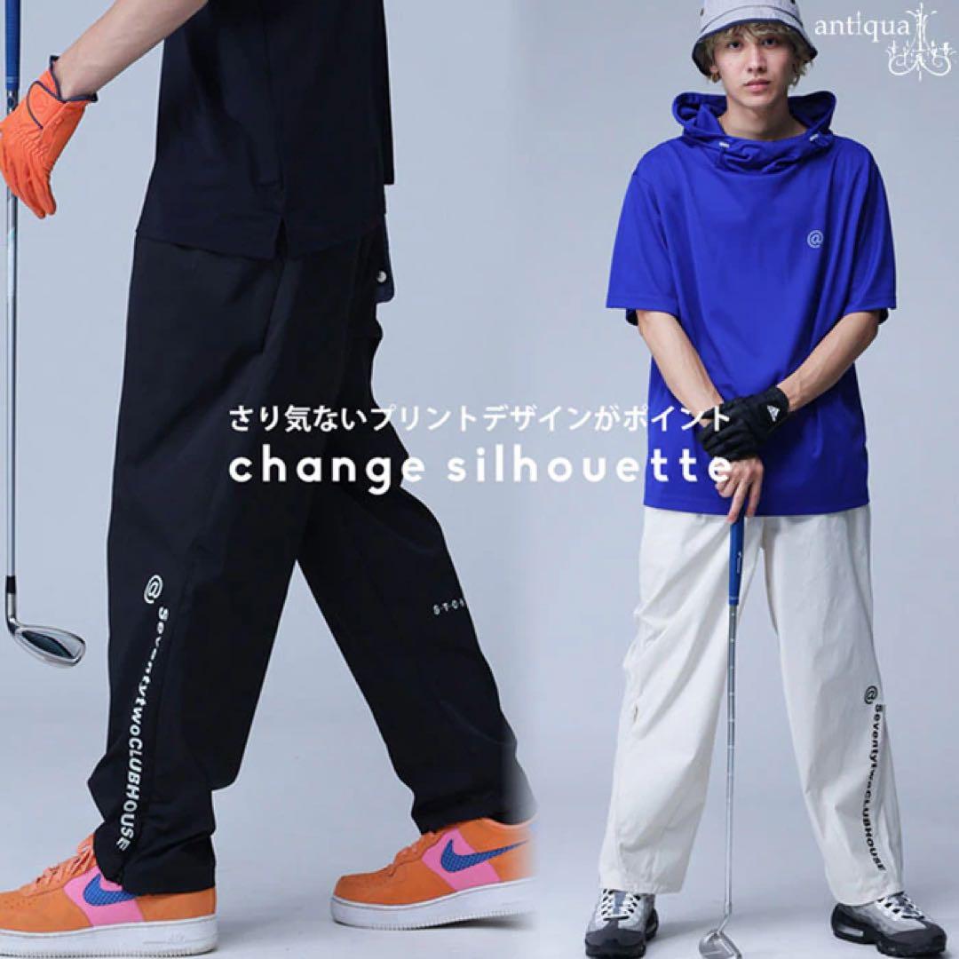 定価¥14,300ANTIQUA GOLF × STCH＊ロゴ入りゴルフパンツ白