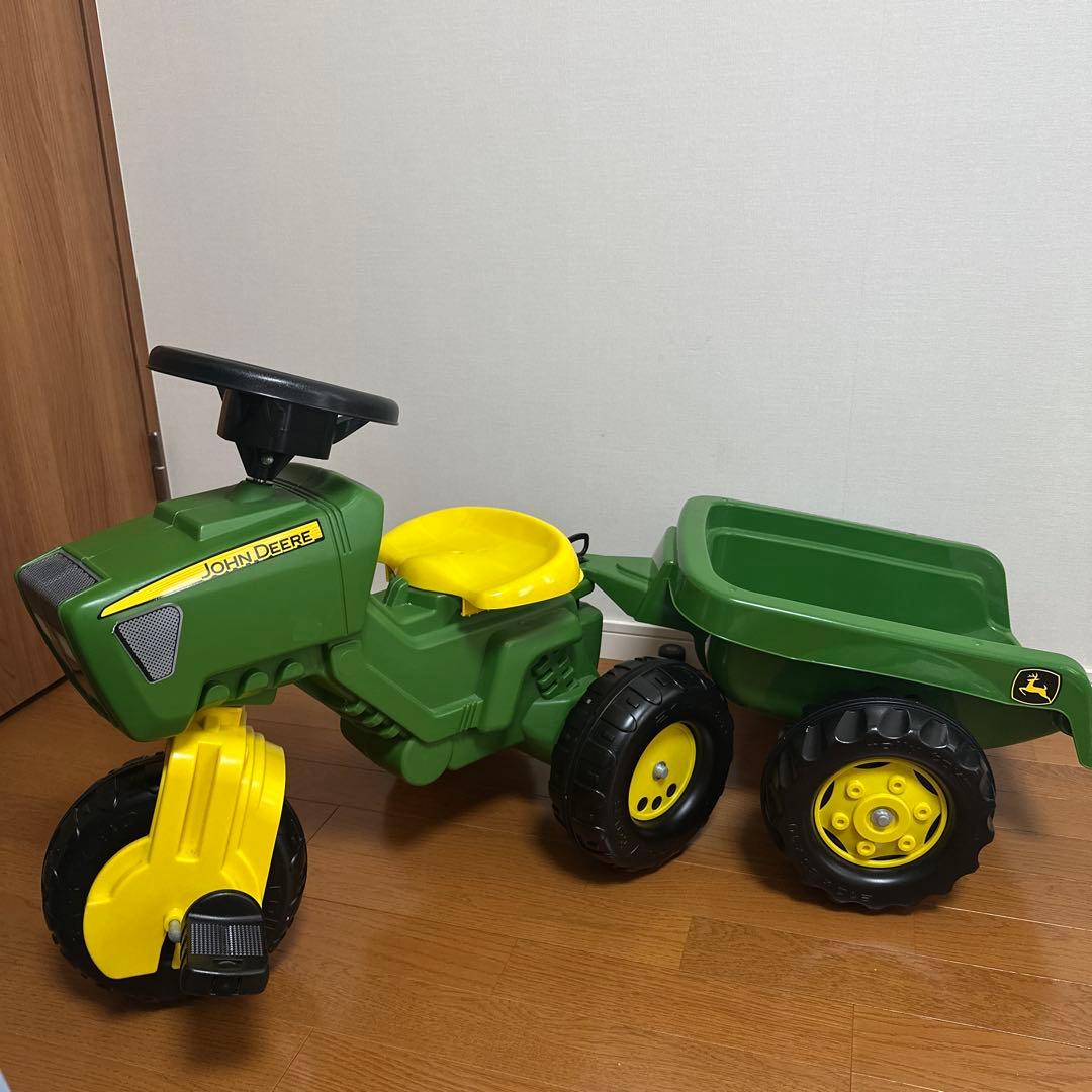 【美品ほぼ新品】トラクター 乗用玩具 三輪車トレーラー付き ジョンディア
